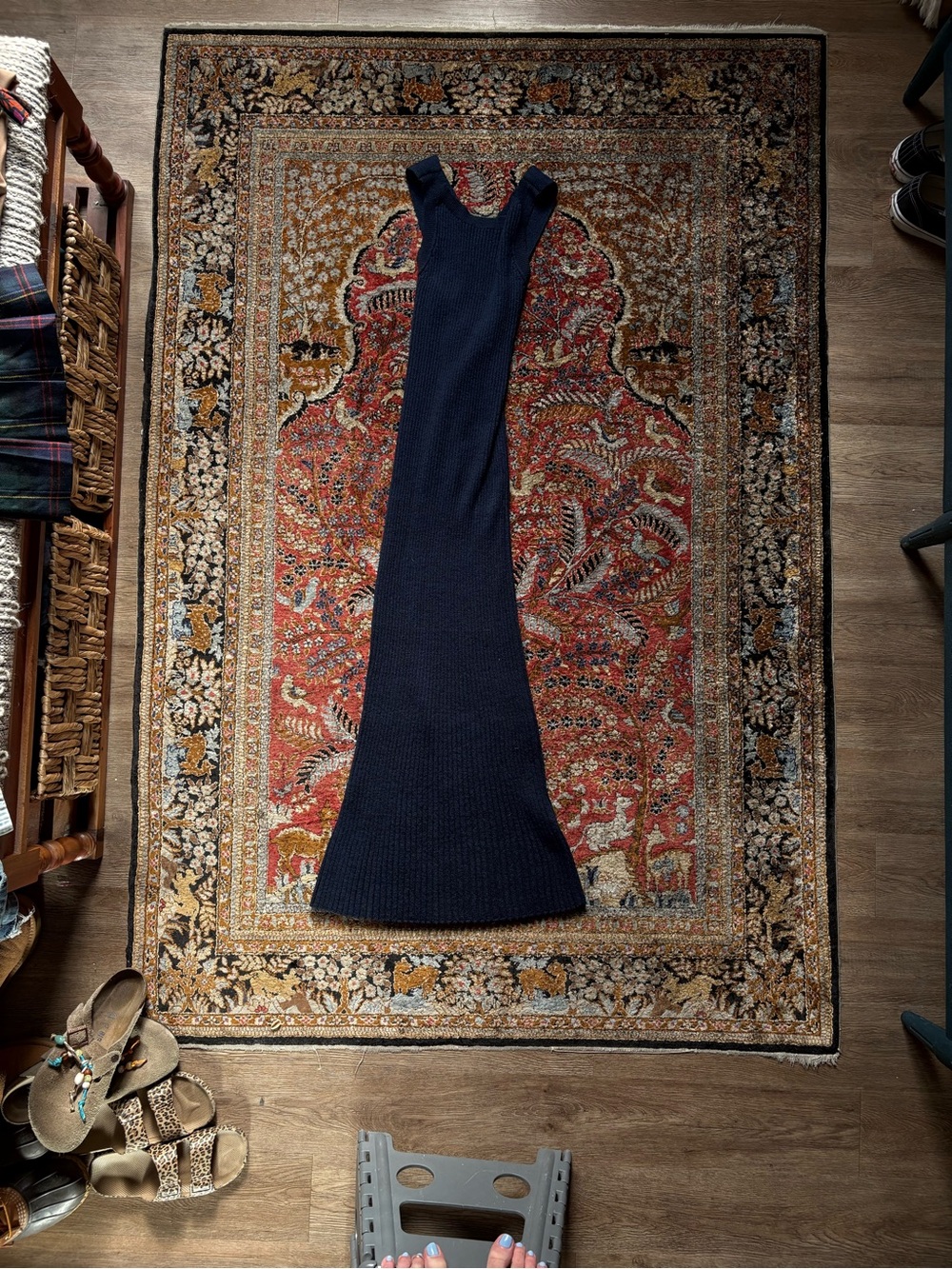 Anthropologie Navy Sleeveless Maxi Knit Gown